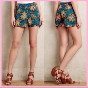 Elevenses Anthropologie Bird of Paradise Floral Tropical Batik Shorts